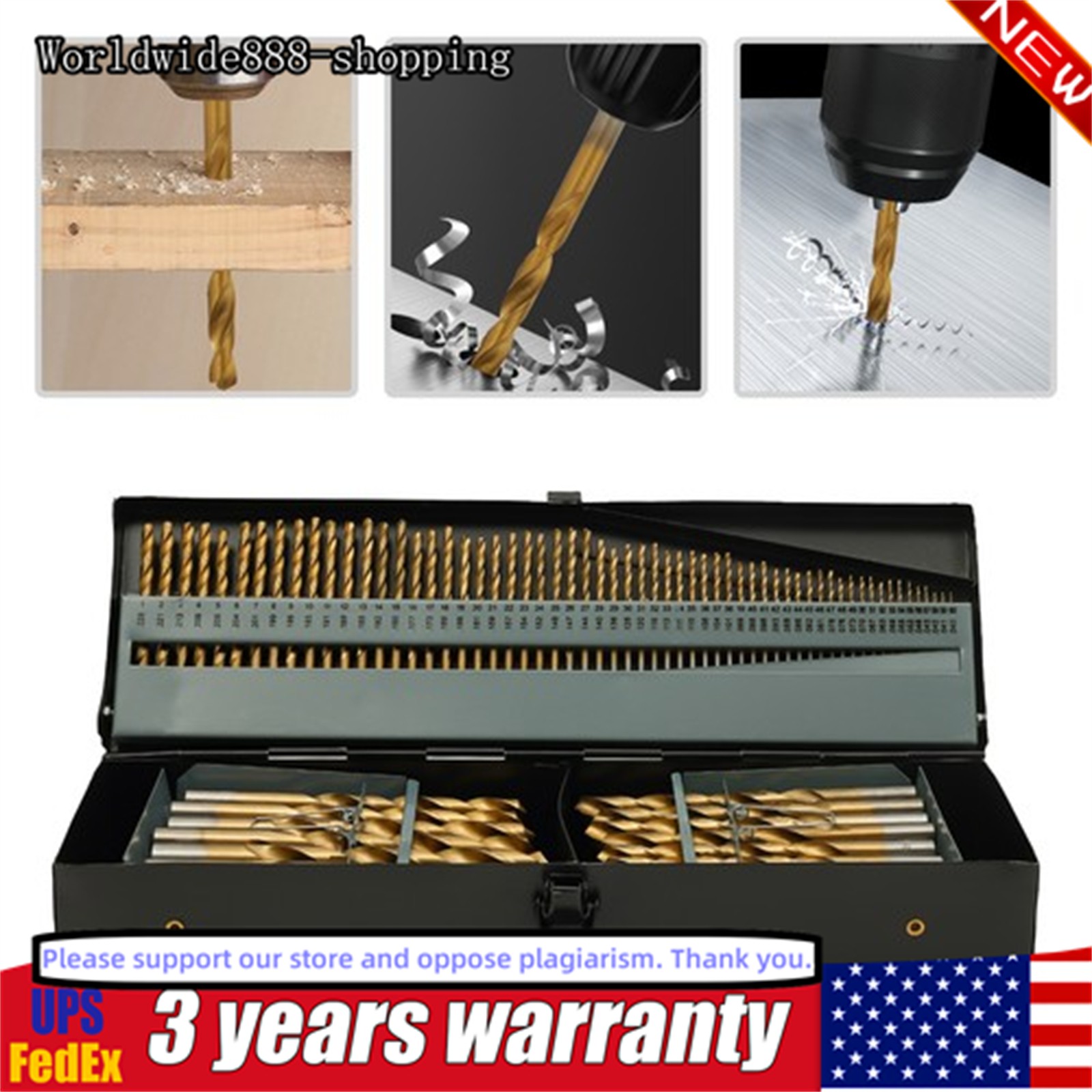 115Pcs Cobalt Drill Bit Set Steel Drill Bit w/Storage Box for Metal Wood Plastic