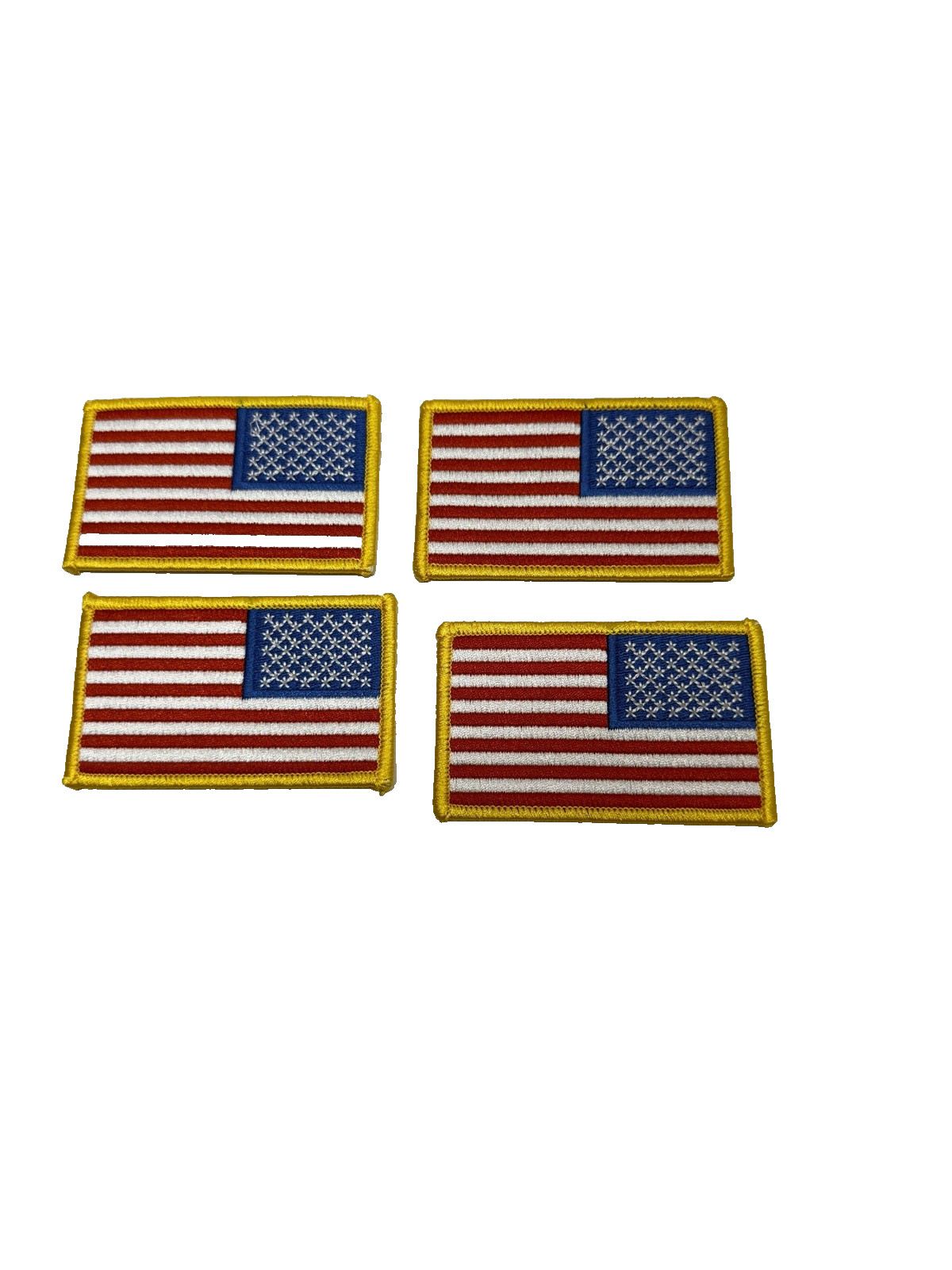 American Flag Patch Set of 4 USA Iron On Sew On Embroidered Badge United States