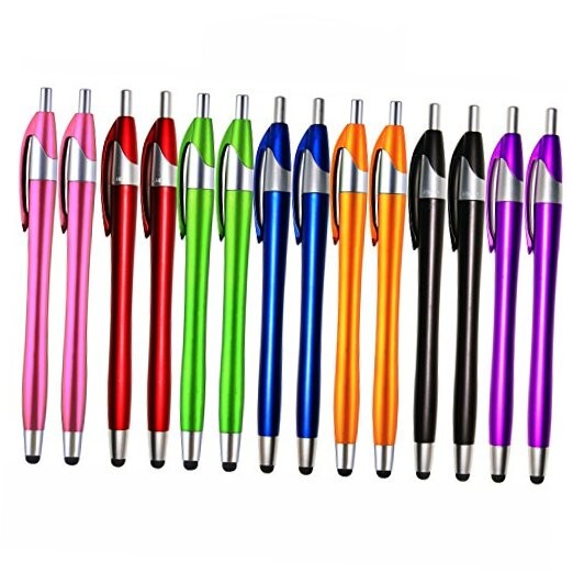 Electronic Screen Touch Stylus,14 Pack 2 in 1 Slim Long Click Ink Stylus