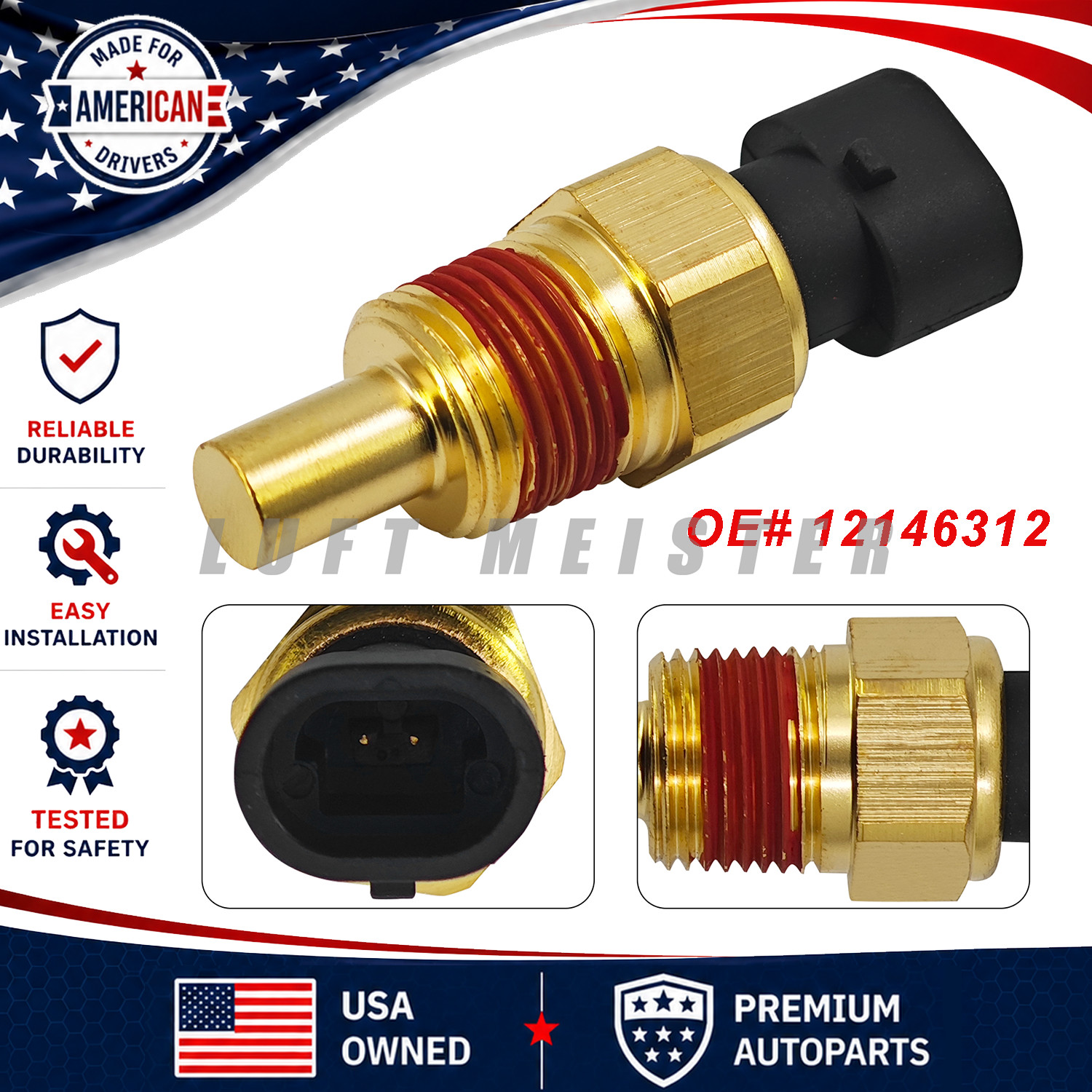 For GMC Chevrolet Pontiac Cadillac Coolant Temperature Sensor Water Temp Sender