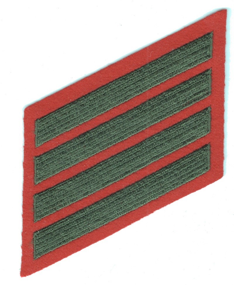 USMC Marine Corps Enlistment Stripes 826: 16 Years (4 stripes) - red, right side