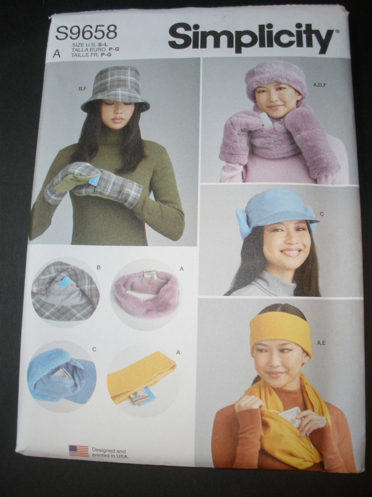 SIMPLICITY Sewing Pattern 9658 MISSES HATS MITTENS COWL SCARVES Sizes S -M- L