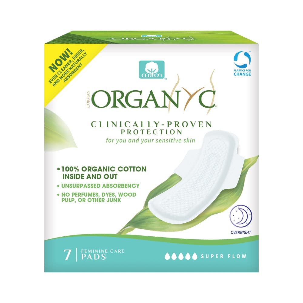 New and Improved 100% Certified Organic Cotton Inside and Out Overnight Femin...