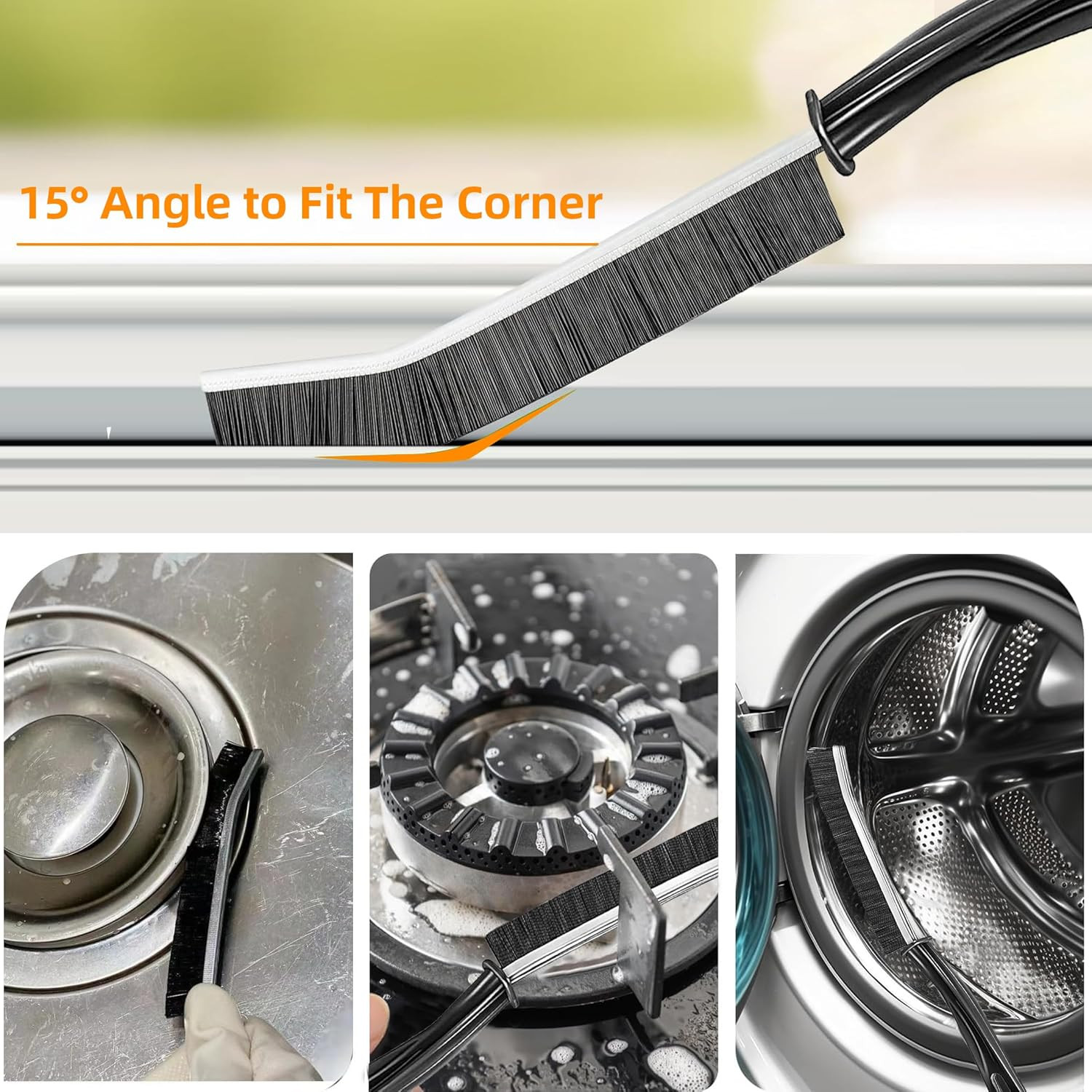 3Pcs Hard-Bristled Crevice Cleaning Brush, Multifunctional Thin Gap Scrub Brush,