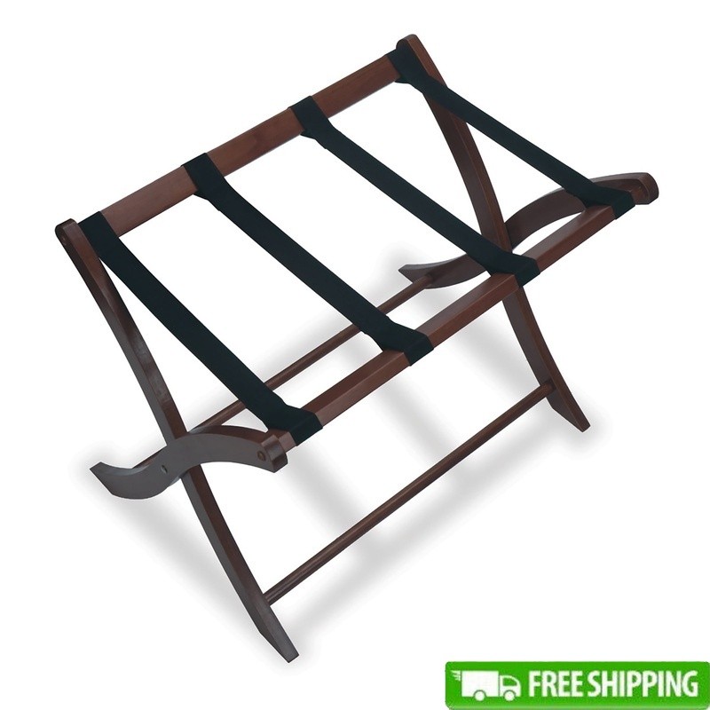 Folding Luggage Rack Portable Storage Collapsible Wood Stand 70lbs Capacity New