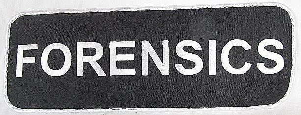 FORENSICS Embroidered Patch Rectangle Large White on Black NEW 10.75"x 4"