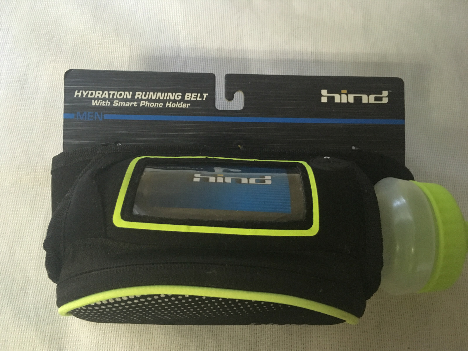 Hind Hydration Running Belt Black Smart Phone Holder Water Bottle Zipper Pouch