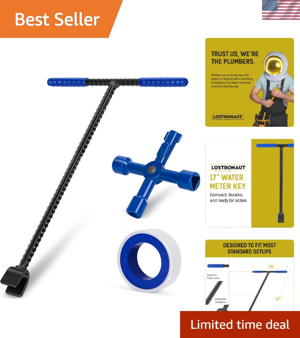 Professional 17-Inch Water Meter Key - Alloy Steel with User-Friendly T-Handle