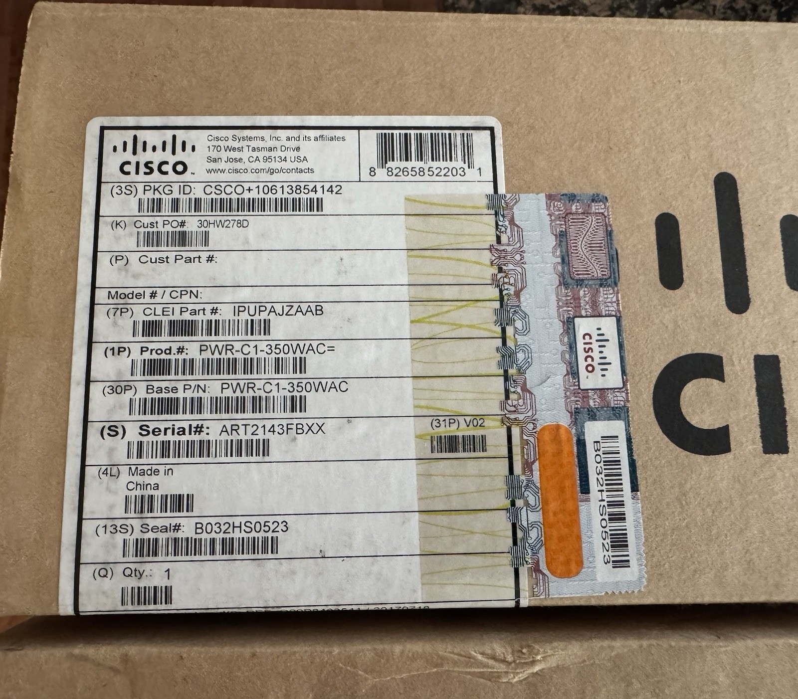 Cisco Switch 3850 350WAC Power Supply PWR-C1-350WAC Brand New Sealed In Box