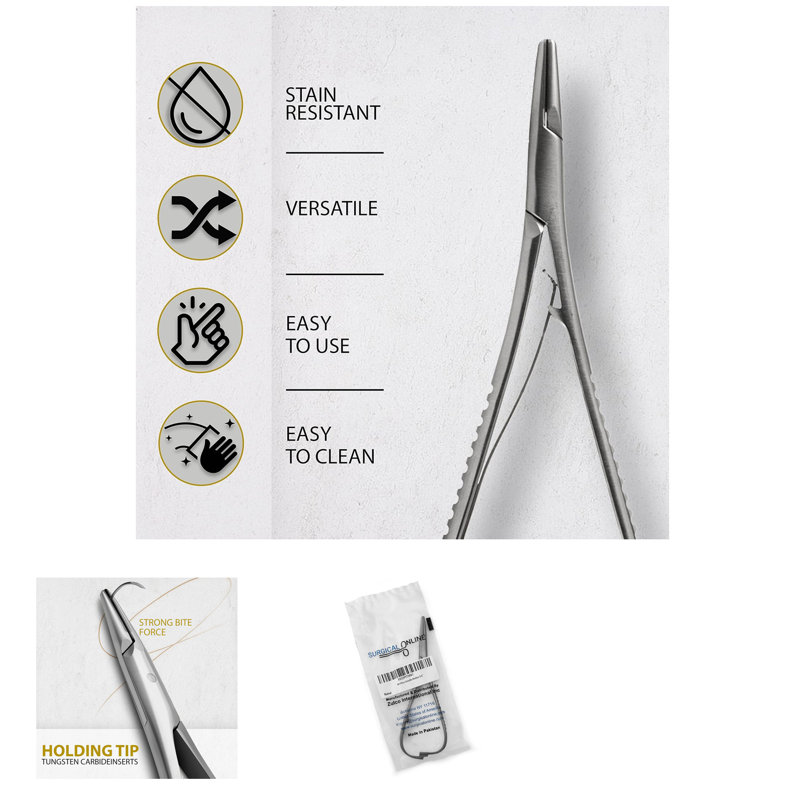 Surgical Orthodontic Pliers Elastic Placing Needle Holder Driver Stainless Steel