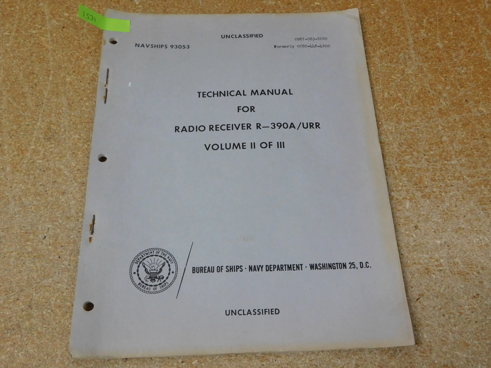 R-390A URR Volume II of III Technical Manual 2 for Radio Receiver (original)