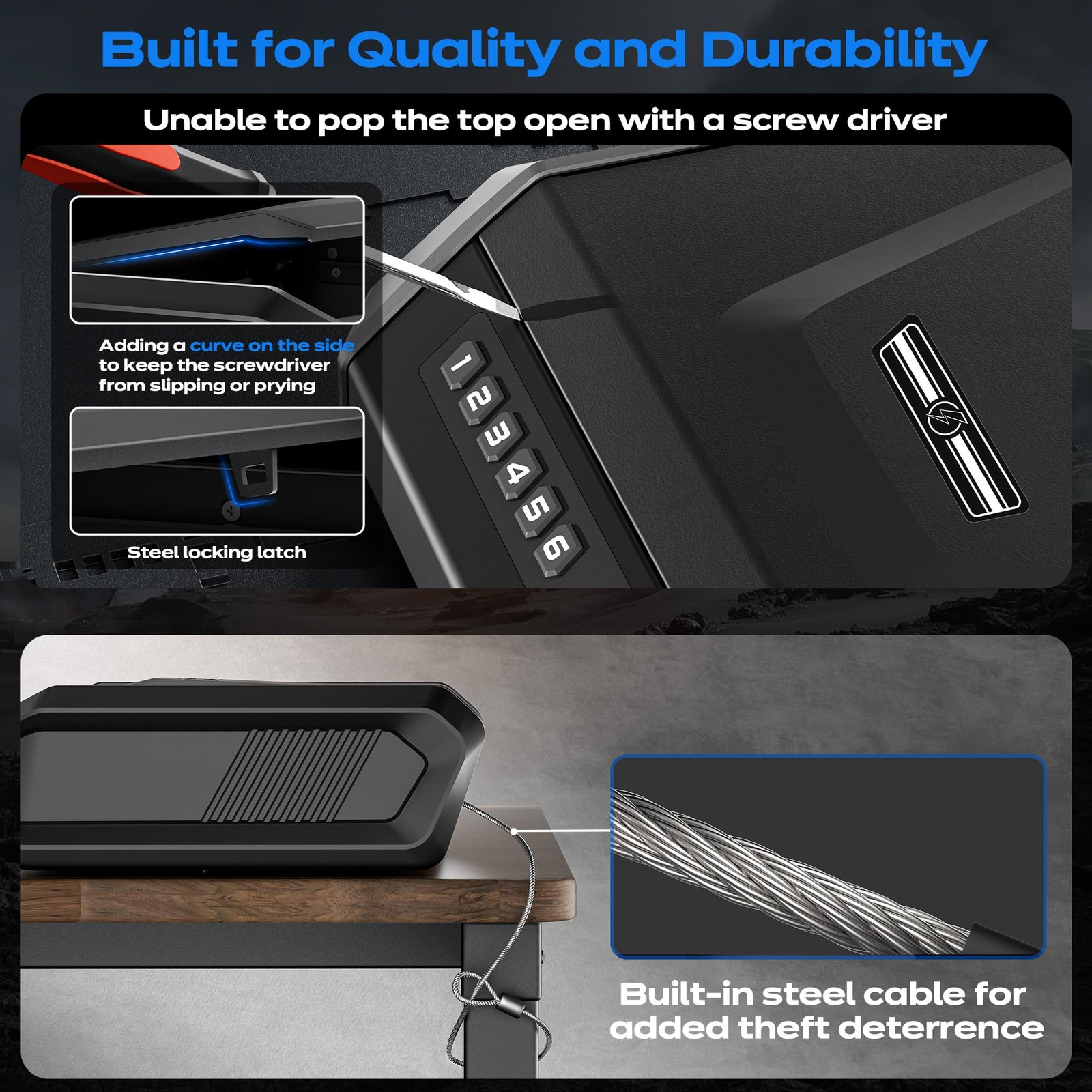 Handgun Safe with LCD Display Quick Access for 2-4 Pistols Fingerprint Keypad