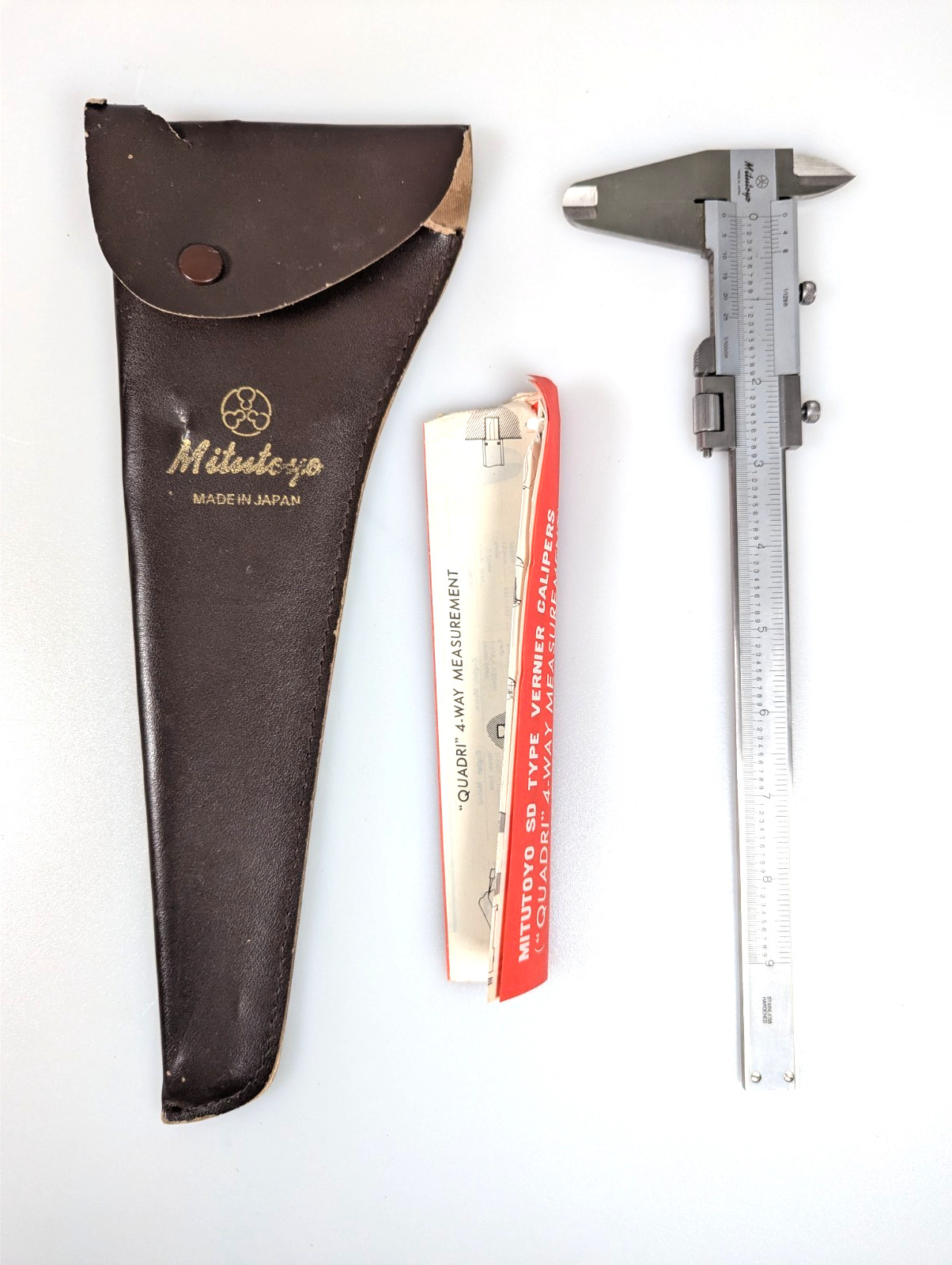 Vintage Mitutoyo 9" Dial Caliper Stainless W/Case and Manual