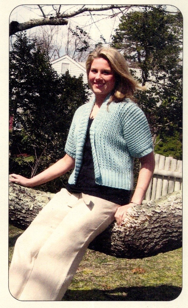 Frog Tree Knitting Pattern FT-141 Lacy Rib Top - Short Sleeved Cardigan