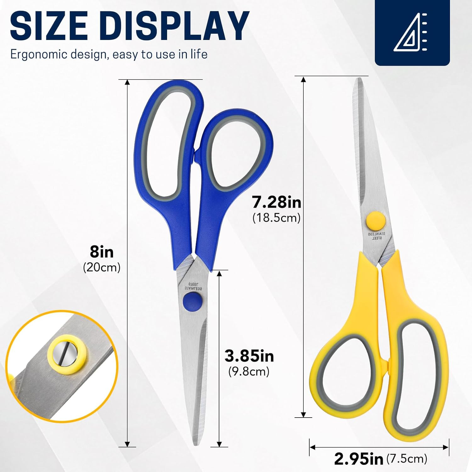 8" 10 Pack All Purpose Heavy Duty Scissors- Comfort-Grip Sharp Scissors for Offi