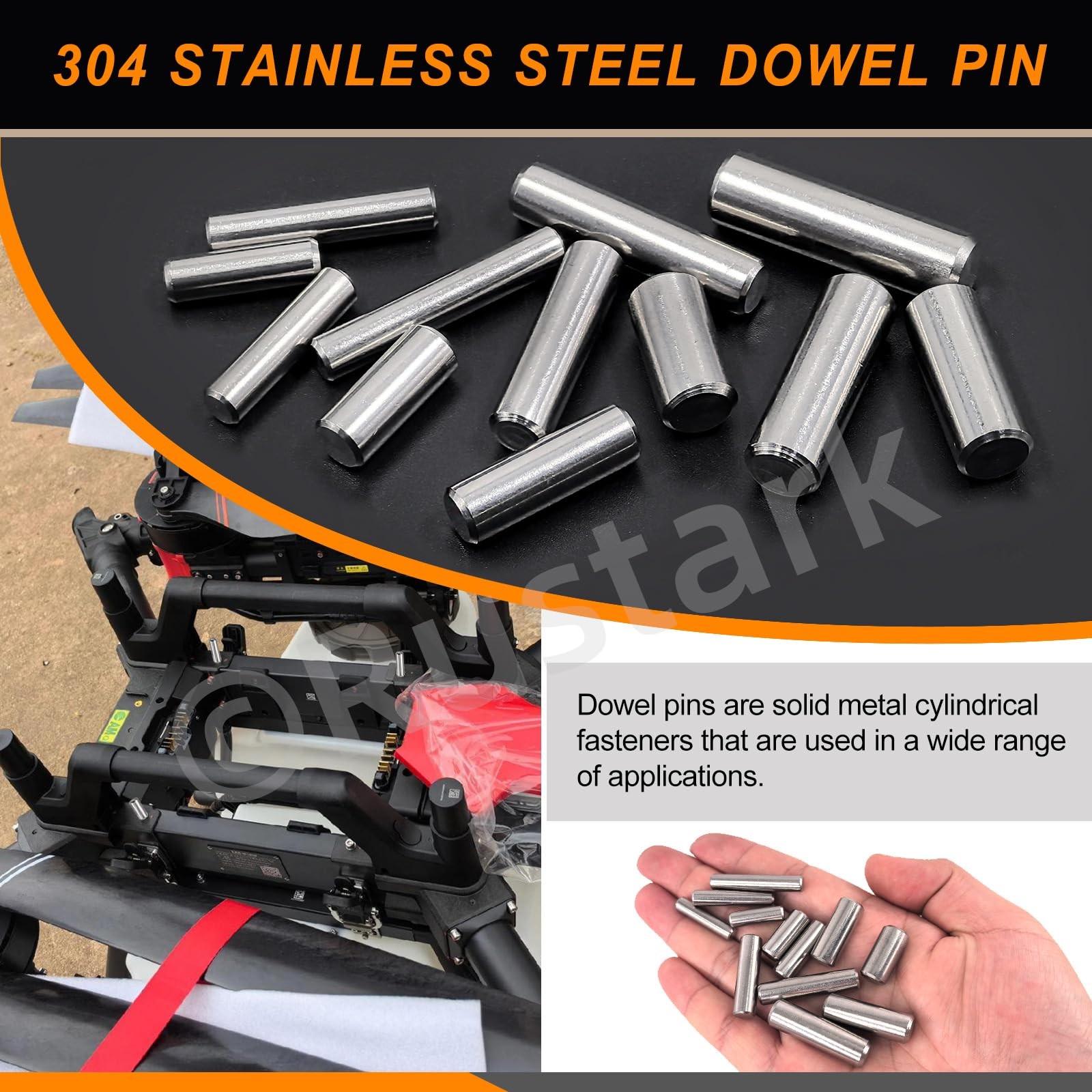 Rustark 60Pcs 12 Sizes 304 Stainless Steel Dowel 12 assorted sizes, silver