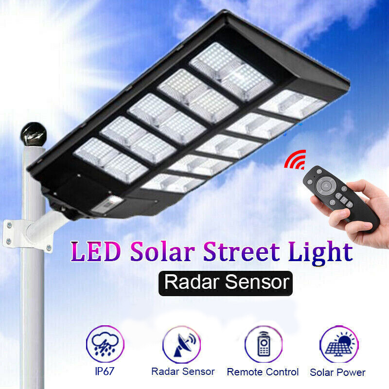 9900000000LM 2000W Commercial LED Solar Street Light Dusk to Dawn Road Lamp+Pole