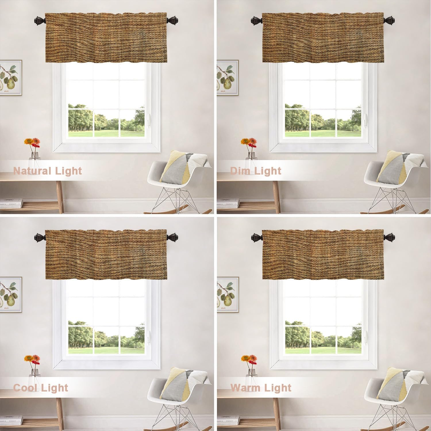 Wood Bamboo Rustic Kitchen Valances Half Window Curtain Weave Wood Pattern Textu