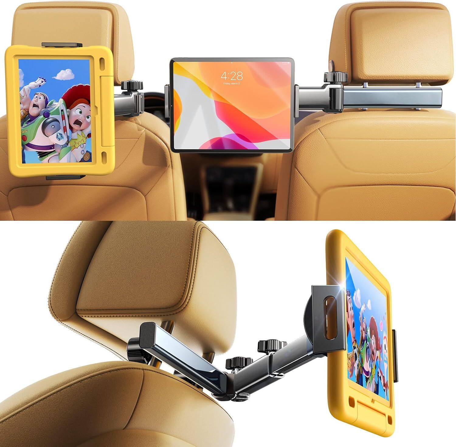 LISEN for iPad Holder Car Accessories Women Travel Gift, Tablet Black