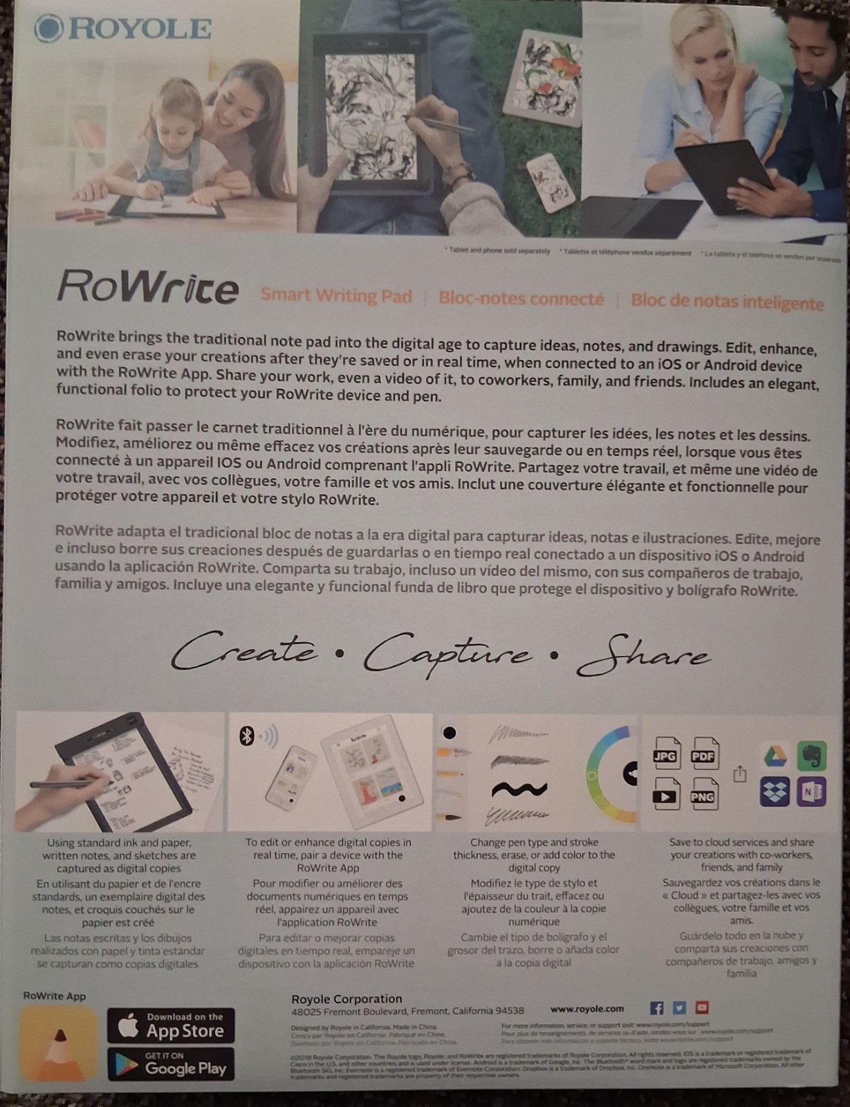 Royole RoWrite Smart Writing Pad Bluetooth Digital Note Tablet