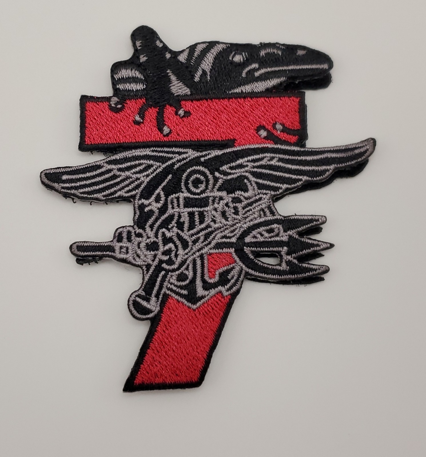 US Navy SEAL Trident Patch #7 Red Black Tactical Embroidered Morale Patch 3"
