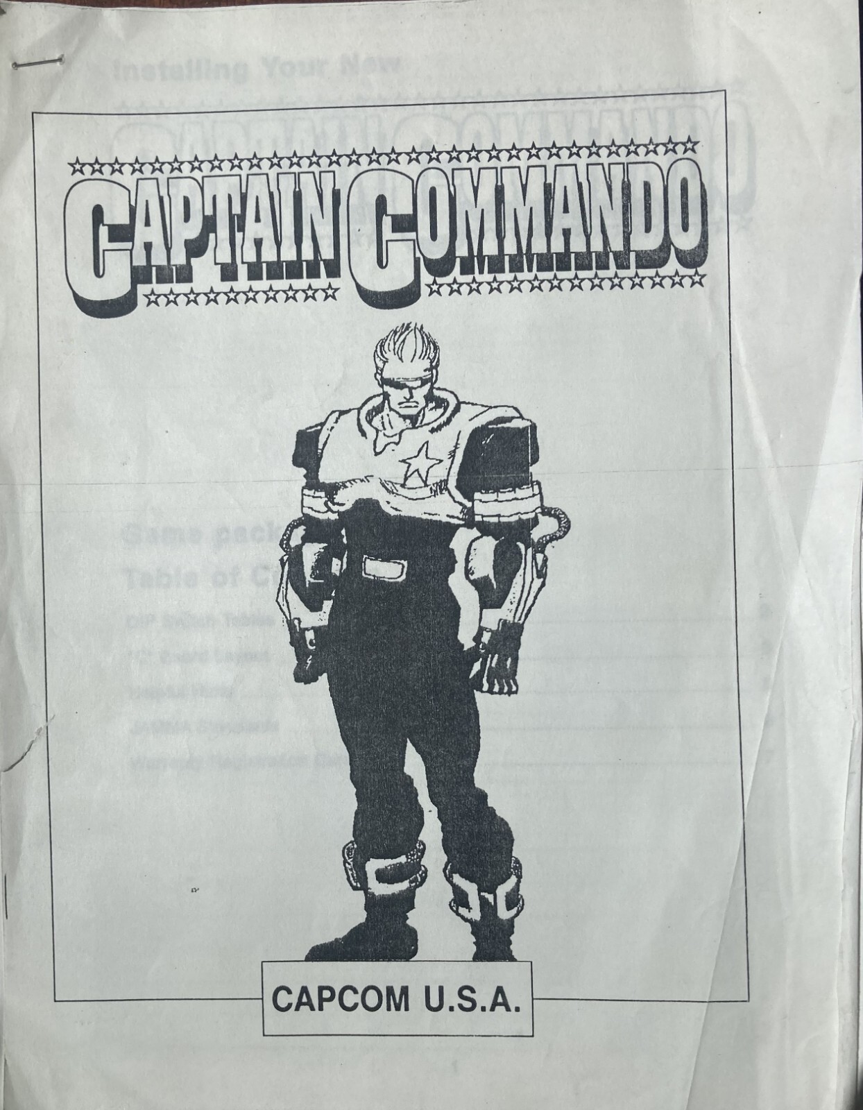 Captain Commando Arcade Game Manual