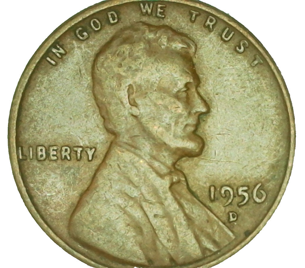 US 1956 D Lincoln Wheat Cent Copper Penny Ungraded Circulated Denver Mint