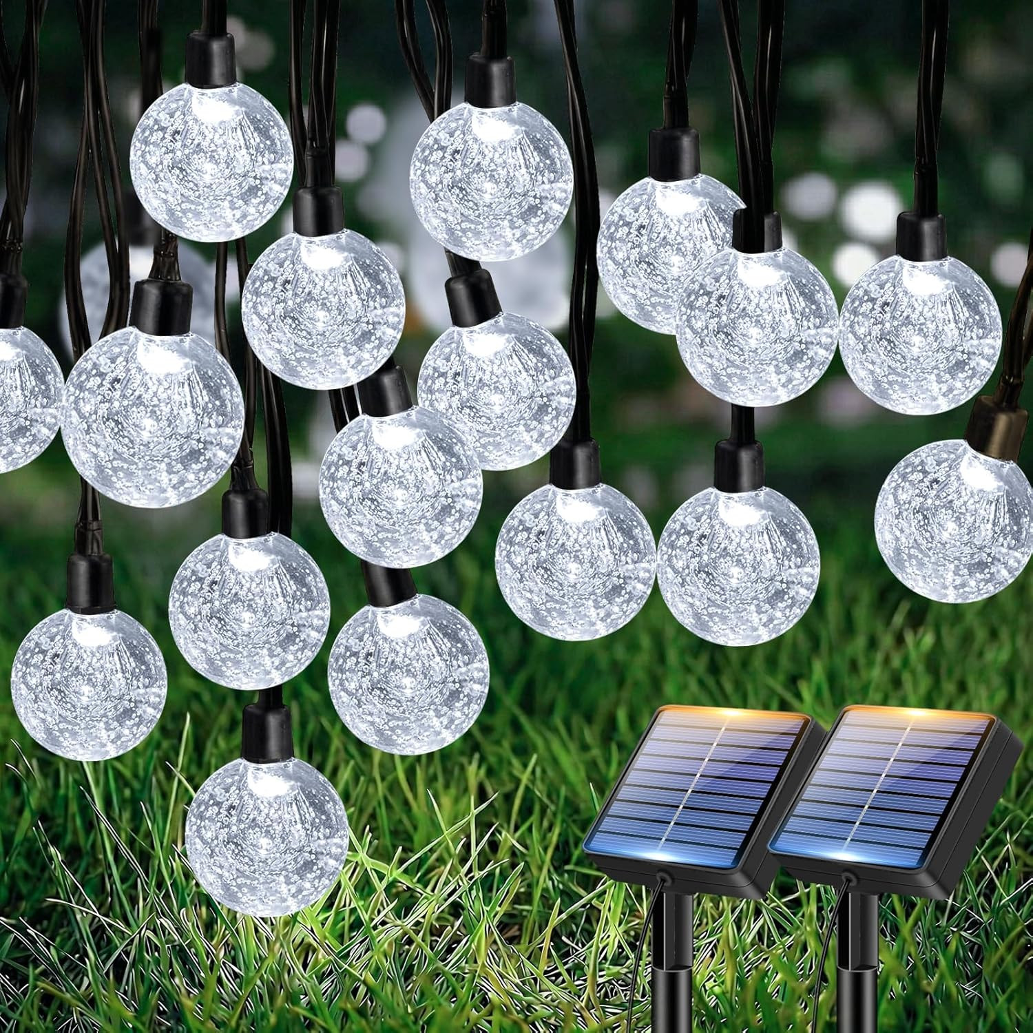2 Pack Solar String Lights Outdoor Waterproof, Total 98 FT 100 LED Solar Powered