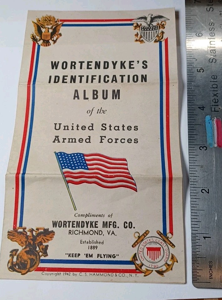WWII 1942 Wortendyke Identification Album US Armed Forces Army Navy Insignia