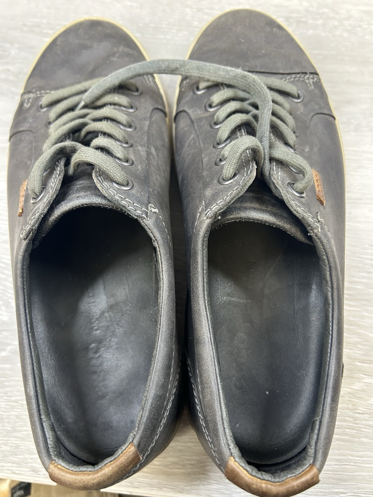 Ecco Soft 7 Men's Sneakers Gray Leather 8 Lace Up Casual Comfort Shoes