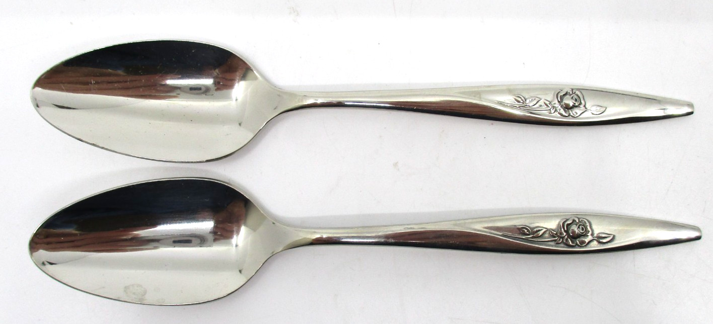 ONEIDA STAINLESS LASTING ROSE - 2 PLACE / OVAL SOUP SPOONS - 6 7/8" - 03J
