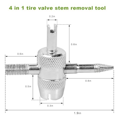 4-Way Valve Core Tool Tire Valve Tools, 4-in-1 Automobile Tire Valve Stem Core