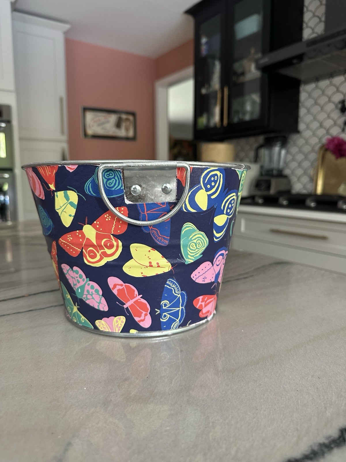 Butterfly Oval Decoupaged Bucket