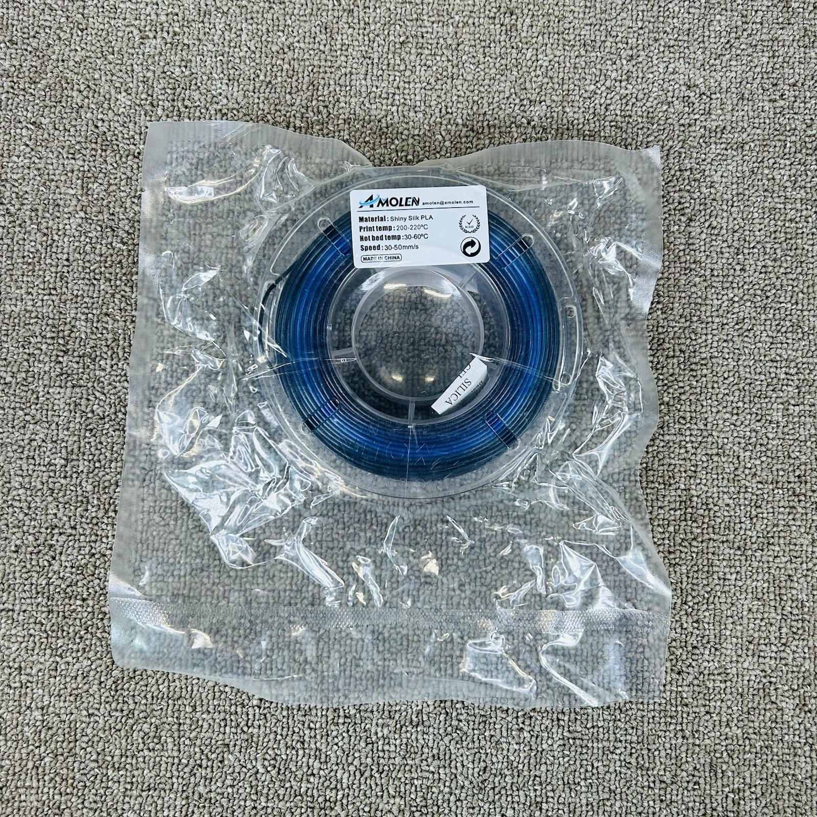 Amolen Shiny Silk PLA Silk Black & Shiny Blue 30-50mm/s 9oz Reel Pack