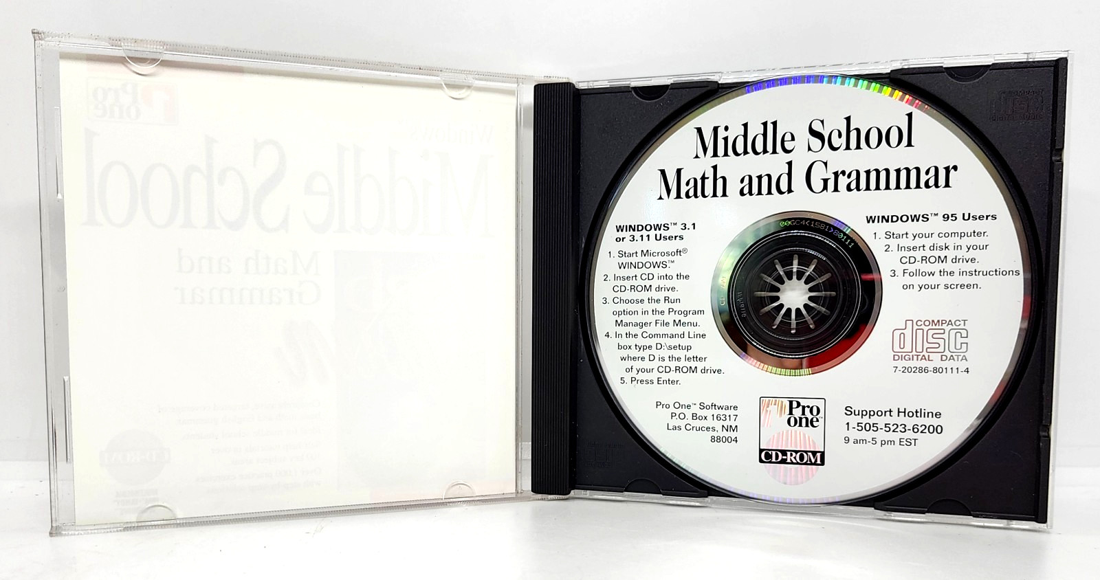 MIDDLE SCHOOL / MATH & GRAMMAR 1 PRO ONE CD-ROM (1995) WINDOWS 3.1 x /95 PC