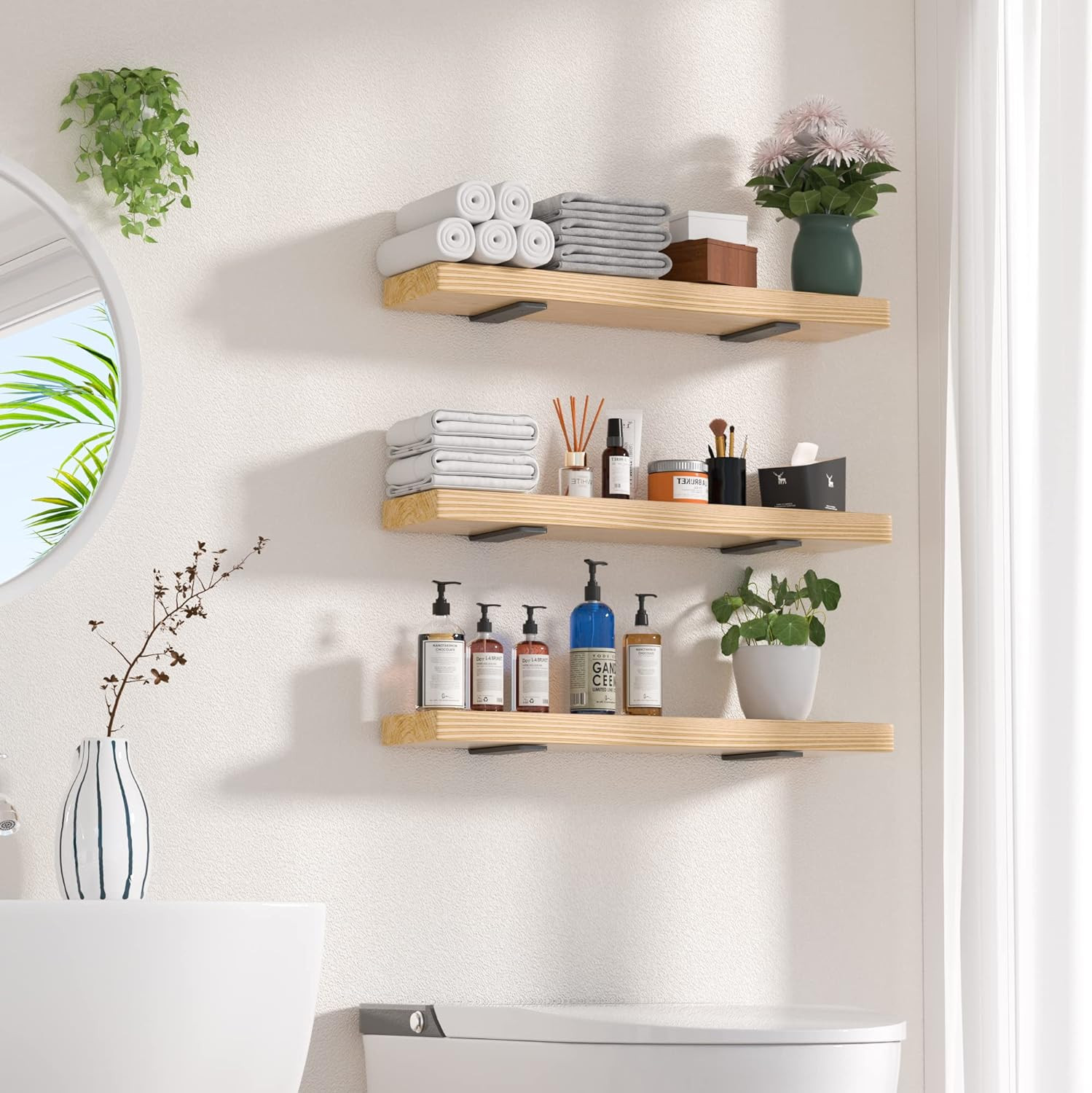 6 Pack Floating Shelf Bracket 6 Inch, Heavy Duty Hidden L Brackets, DIY Rustic I