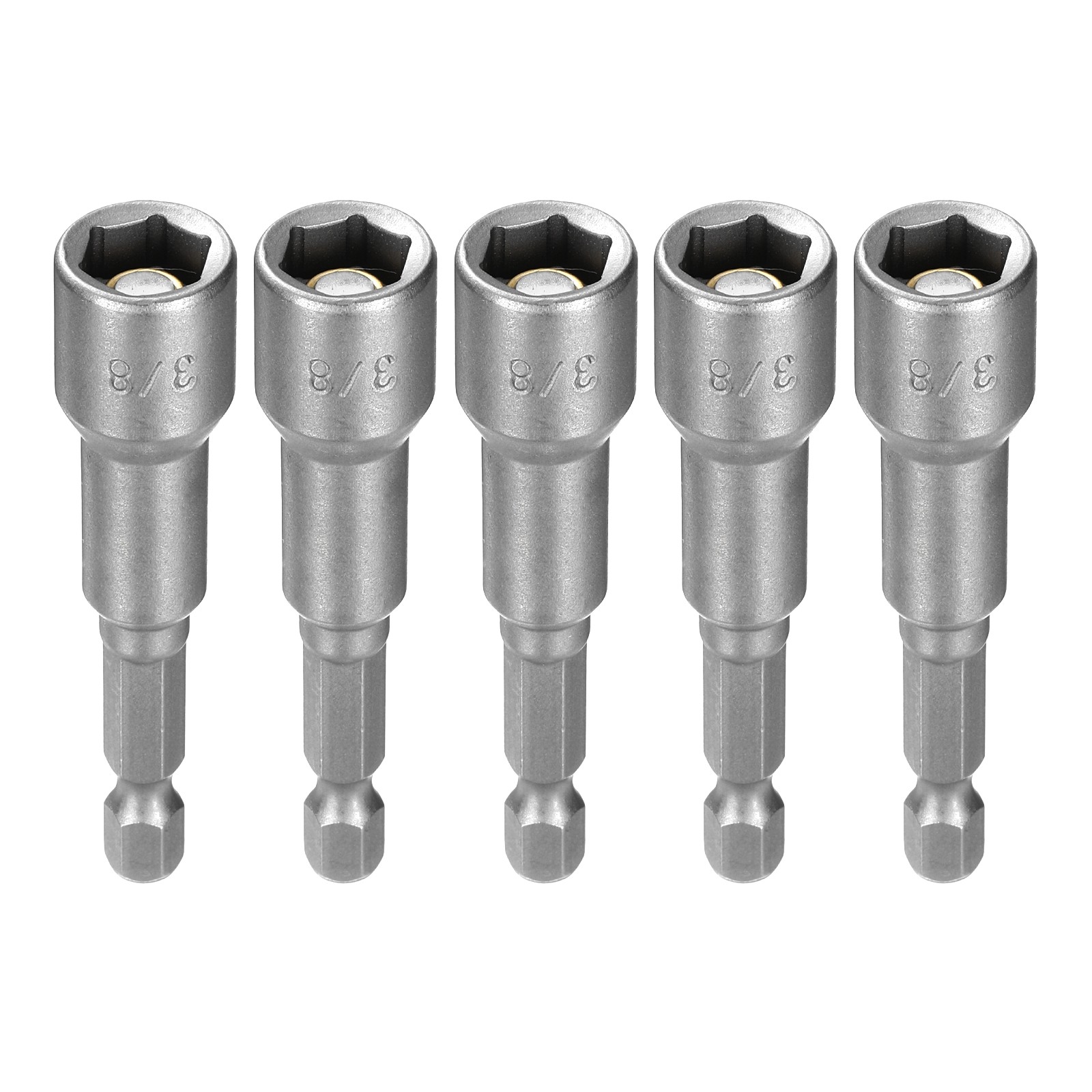 5pcs Nut Driver Drill Bit 3/8" 6-Point Socket 1/4" Hex Shank Magnetic Nut