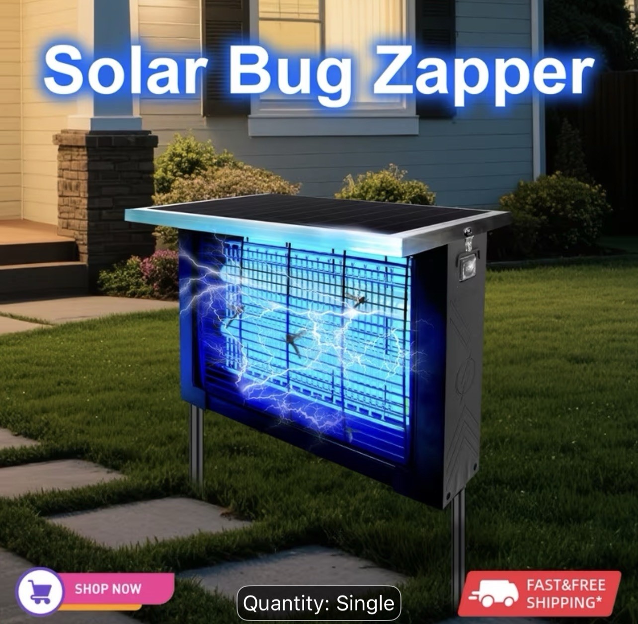 HAVIRORO Solar Bug Zapper Lantern 4500V UV, USB Charge, Smart Sensor Black