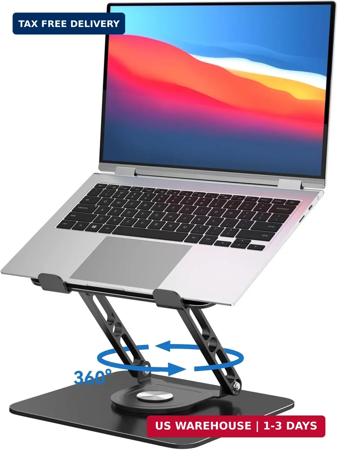 Laptop Stand for Desk Adjustable Computer Stand with 360 Rotating Base Ergonomic