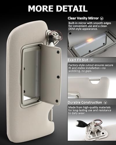Left Driver Side Sun Visor with Lighted Mirror Compatible with 2013-2019 LEFT