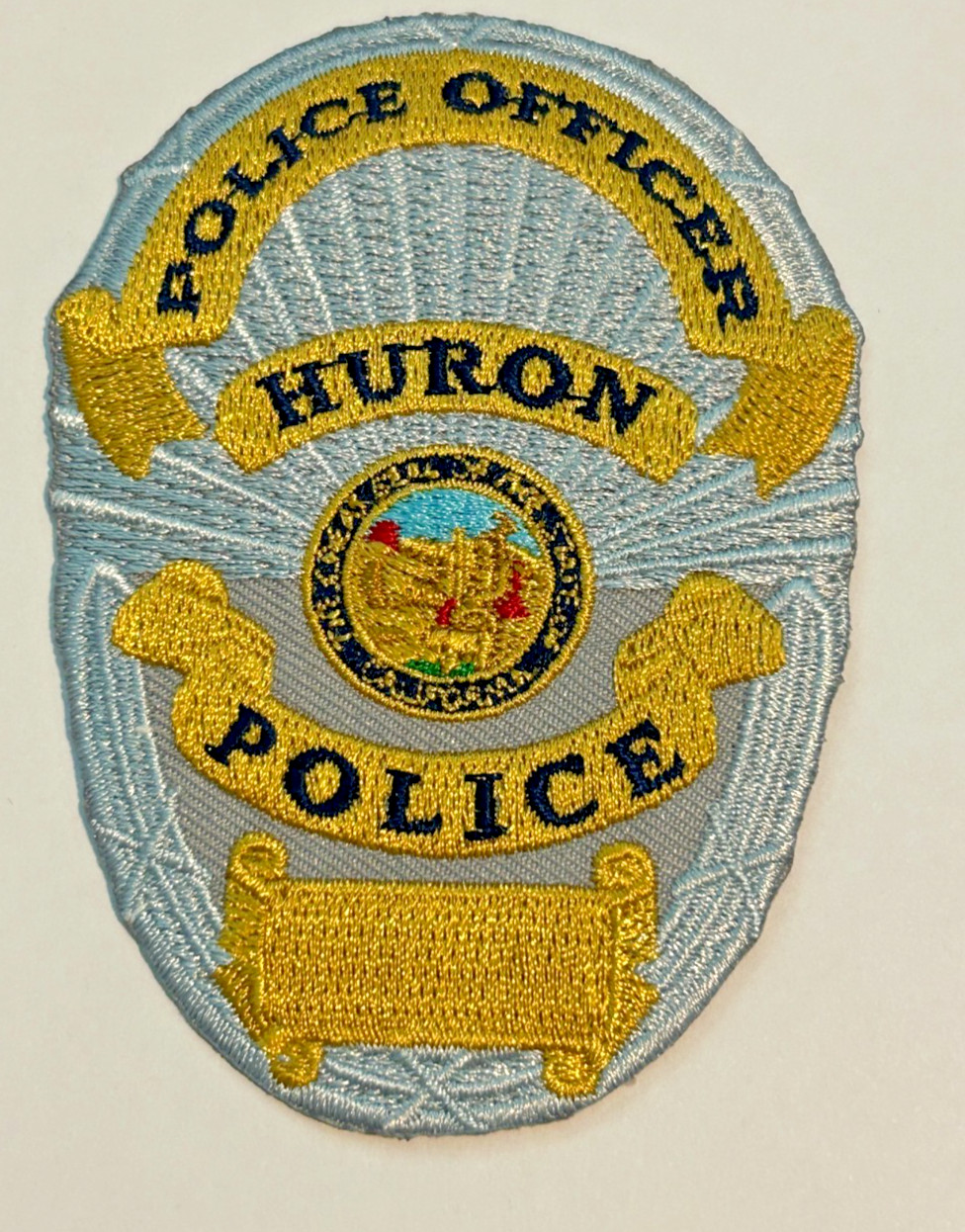 Vintage Huron California Police Officer 3.5" Hat Vest Patch Unused