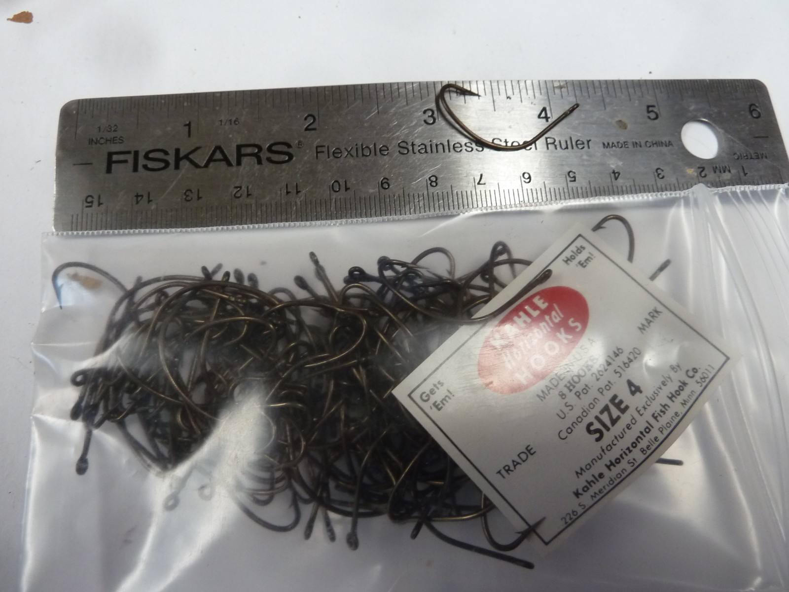 100 Size 4 Kahle Offset Hooks Straight Eye Bronze -  MADE IN USA