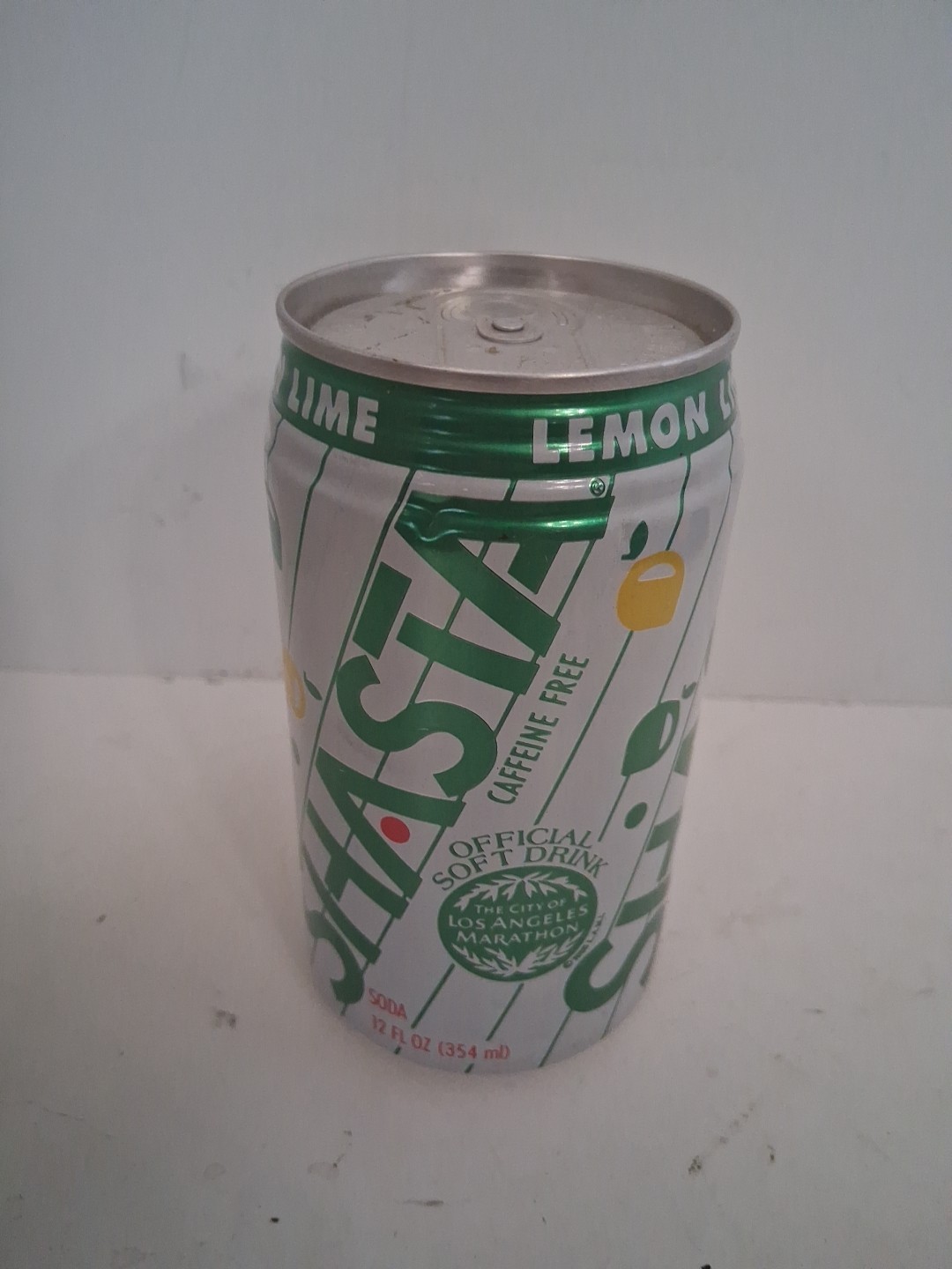 Vintage Shasta Lemon Lime Soda Can Los Angeles Marathon 1990, EUC