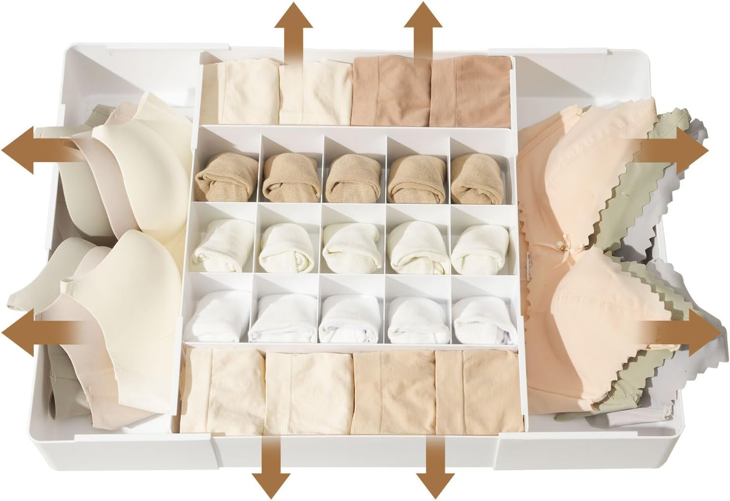 Adjustable Drawer Organizer – 19-Grid Divider for Socks, Bras & Panties, Closet