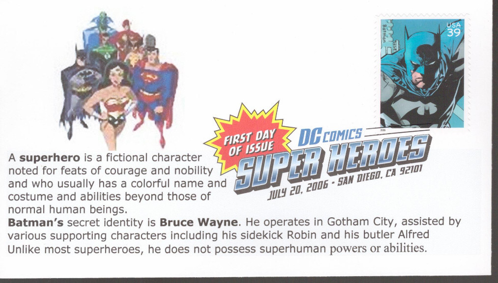 2006 First Day of Issue - DC Comic Heros - Batman - ??? Cachet