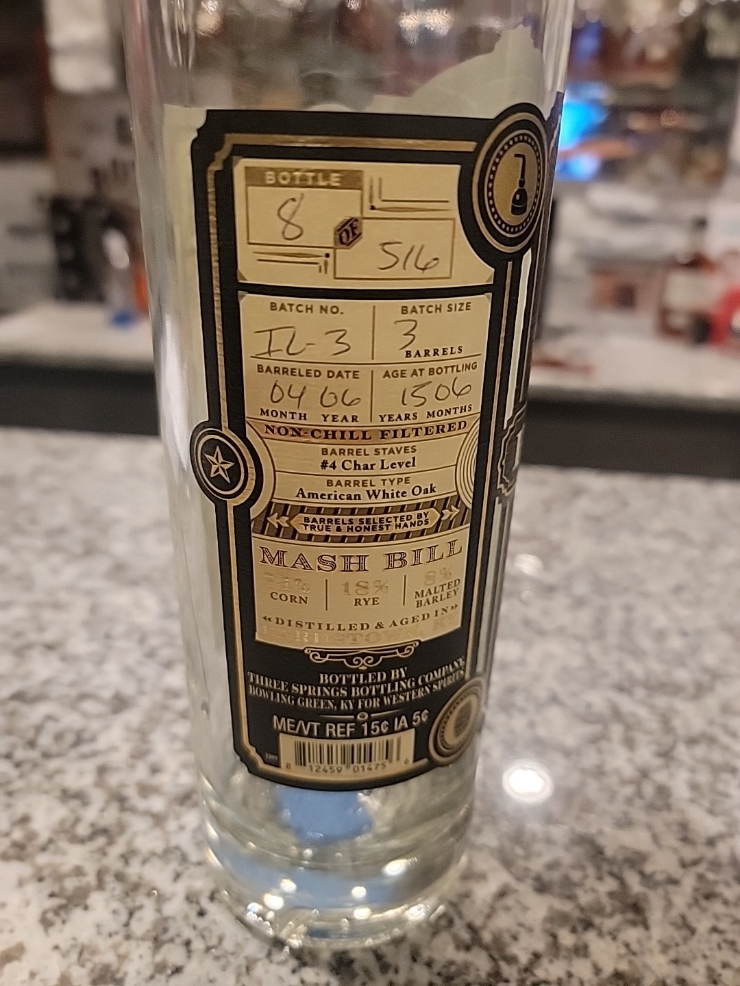 Sam Houston 15 Year Old Bourbon Bottle 750 ML Empty