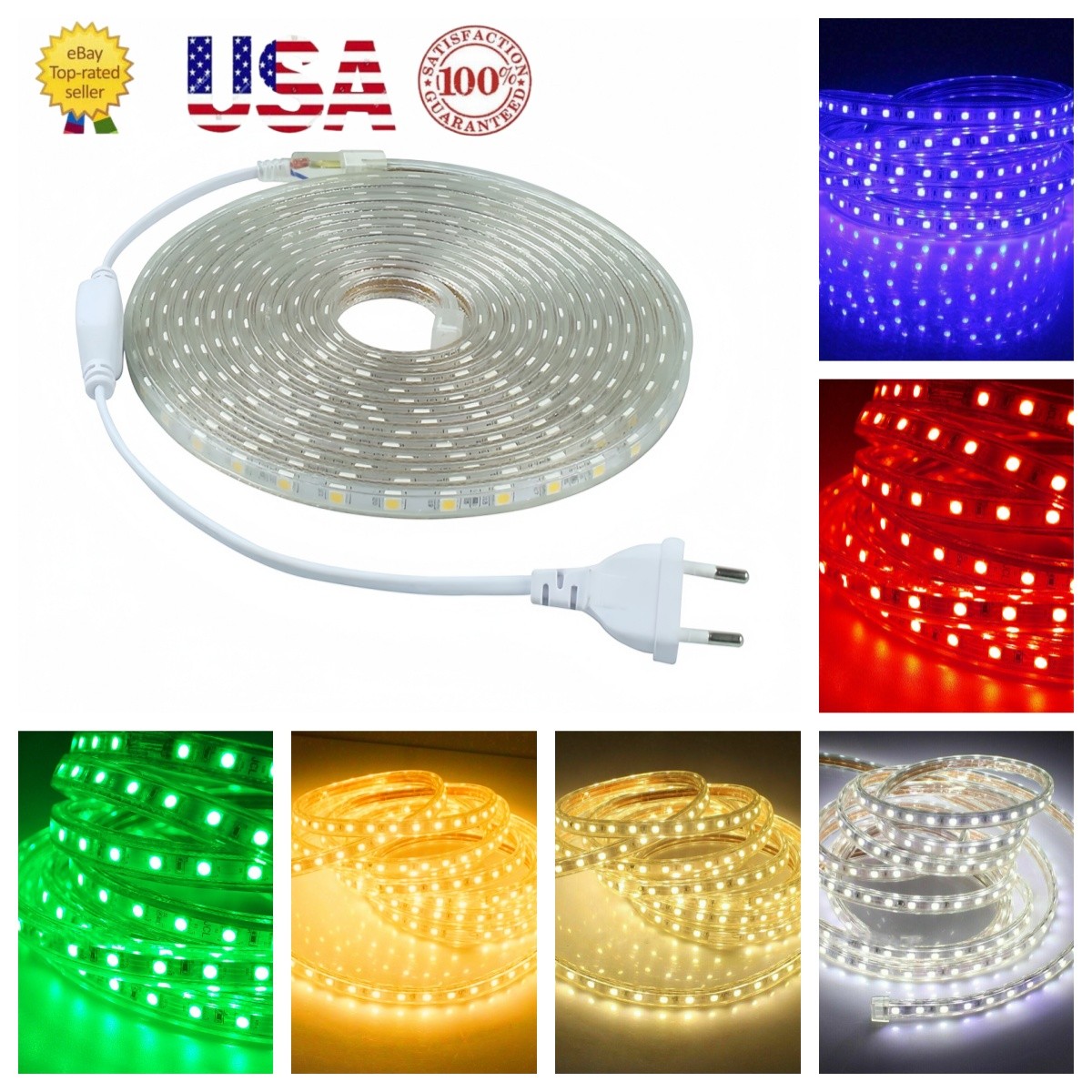 Cuttable 110V High Brightness Waterproof LED Strip Light with SMD5050 Chips