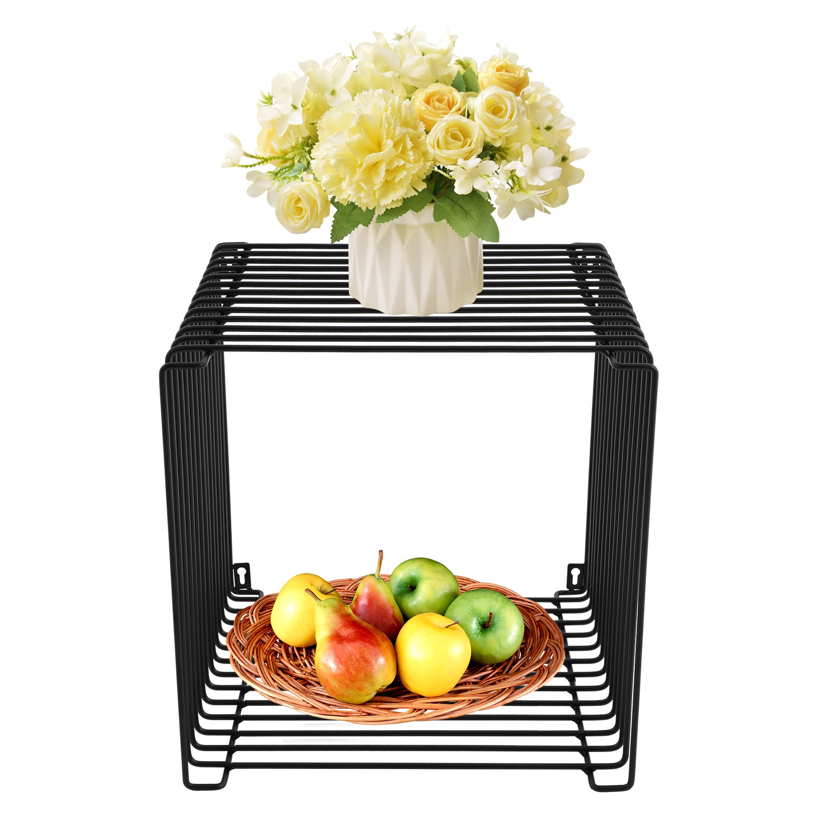Modern Square Side Table Iron Multi-Purpose Side Table Black Cage End Table NEW