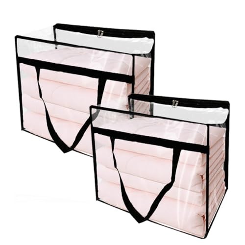 Pack Clear Storage Bags - Zippered Plastic Organizers with Handle for 40L 2