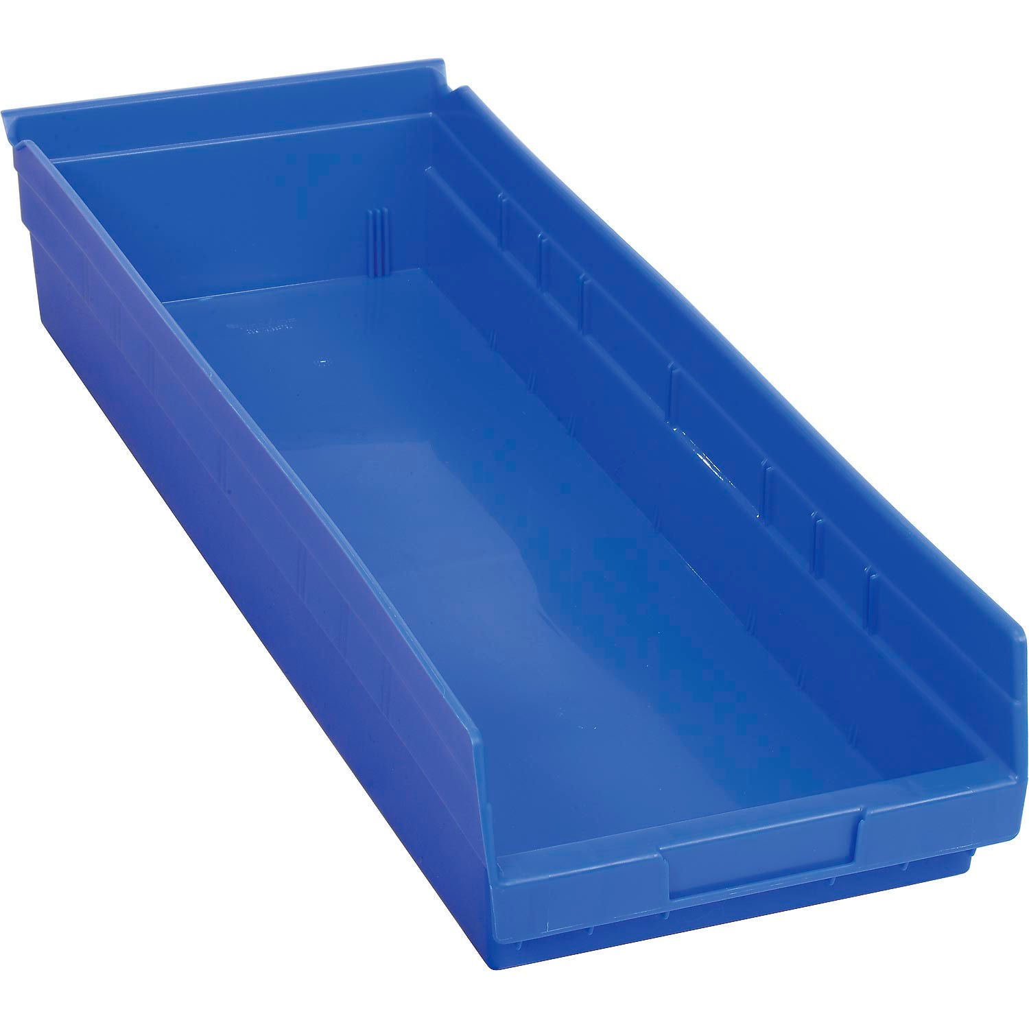 Plastic Shelf Bin Nestable 8-3/8"W x 23-5/8" D x 4"H Blue Lot of 6